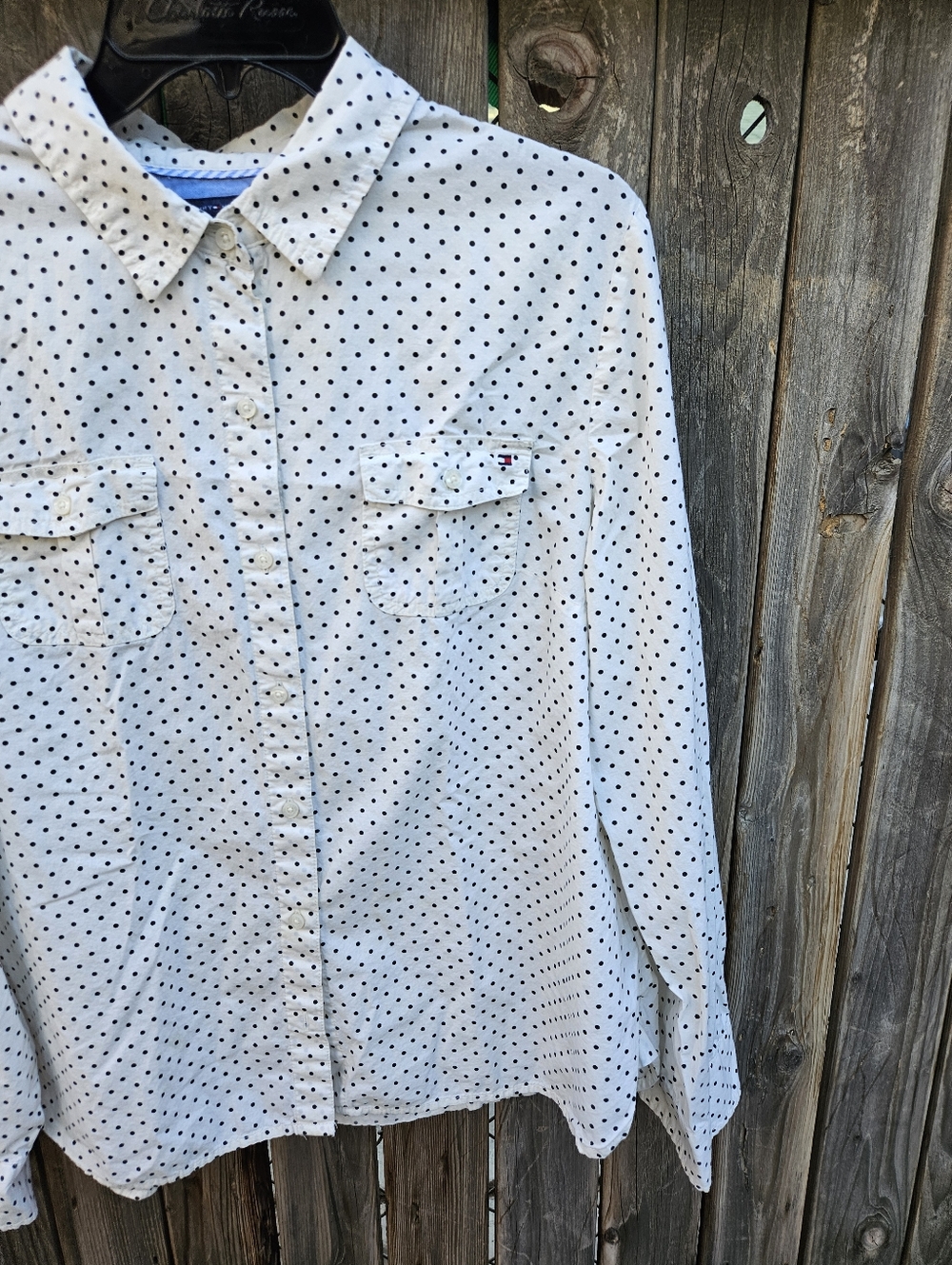 Tommy Hilfiger Polka Dot Button-Up Shirt Women Size XL - Picture 5 of 16